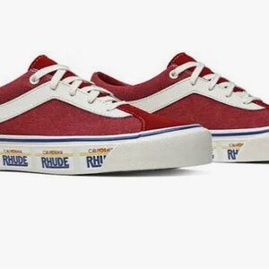 Vans Red Suede Low-Top Sneakers with White Trim
